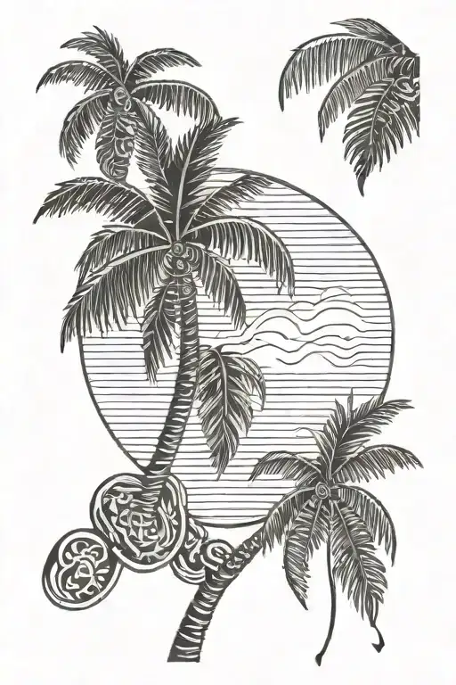 Fine Line Single Palm Tree