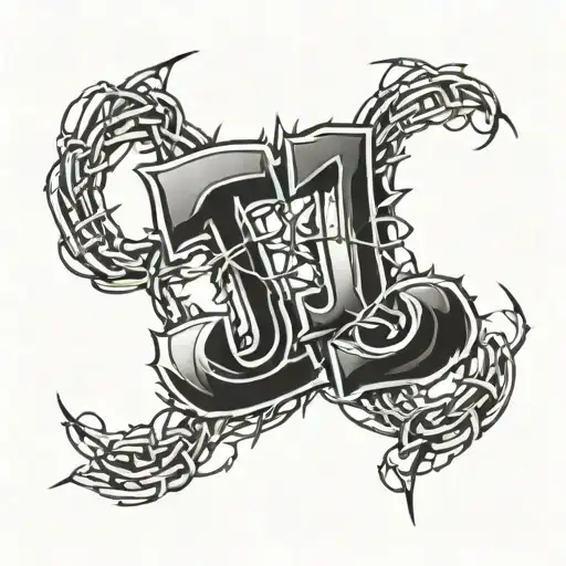 The Number 1975 In A Gangster Font With Barbed Wire All Around