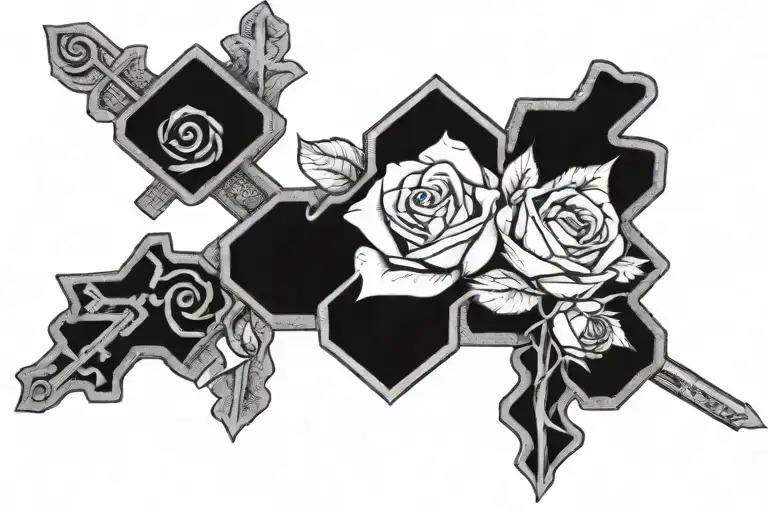 Rose Wrapped Around Lamb 3 Crosses