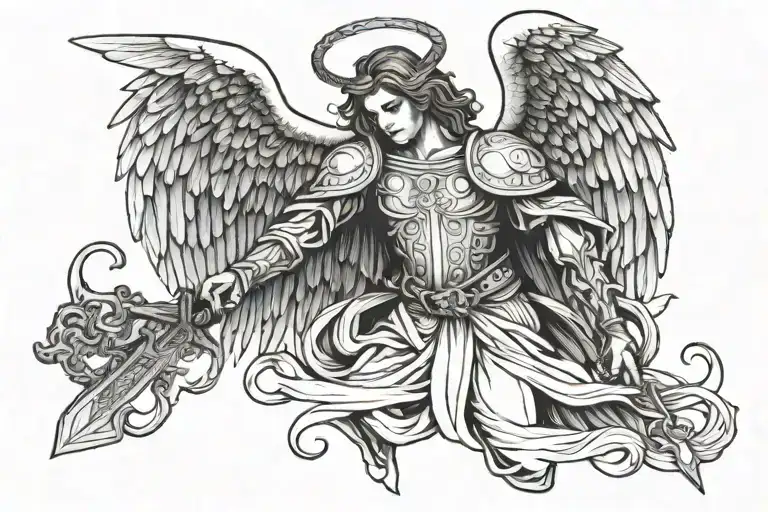 Angel Horror With Sword Wrapped