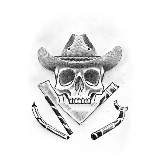 Cowboy Skull Smoking Cigarette