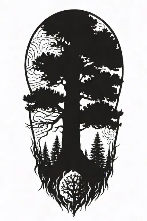 Sequoia Tree Growing With Roots And A Kings Crown