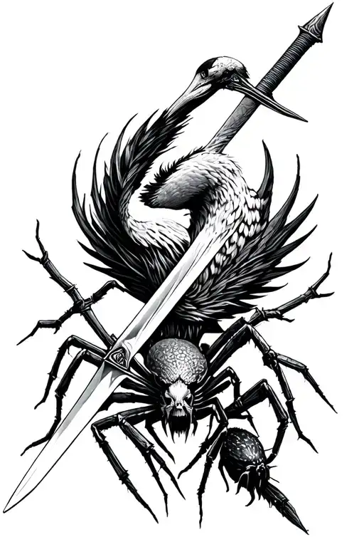 Craneo With A Sword And Spiders