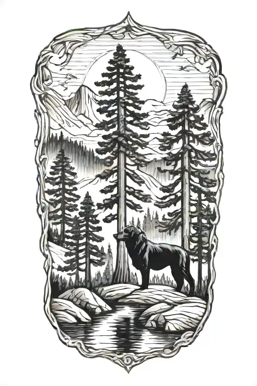 Sequoia Tree Water Black Lab Moutain