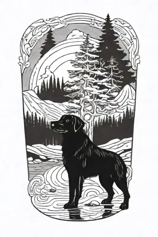 Sequoia Tree Water Black Lab Mountain Crown