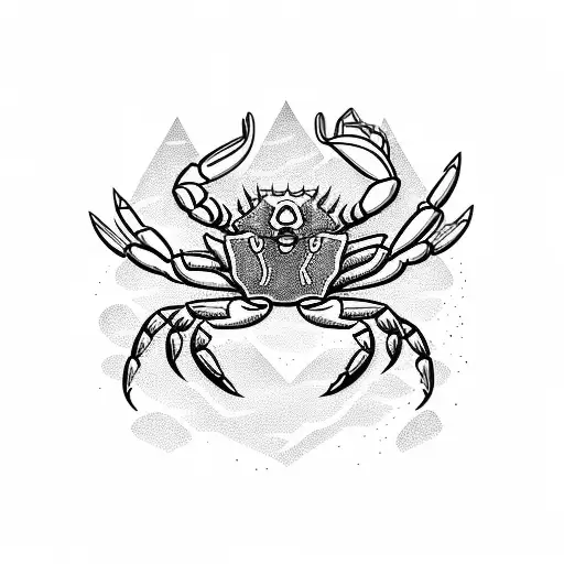 A Crab On A Snowboard Carving The Mountain With A Javelin Through It