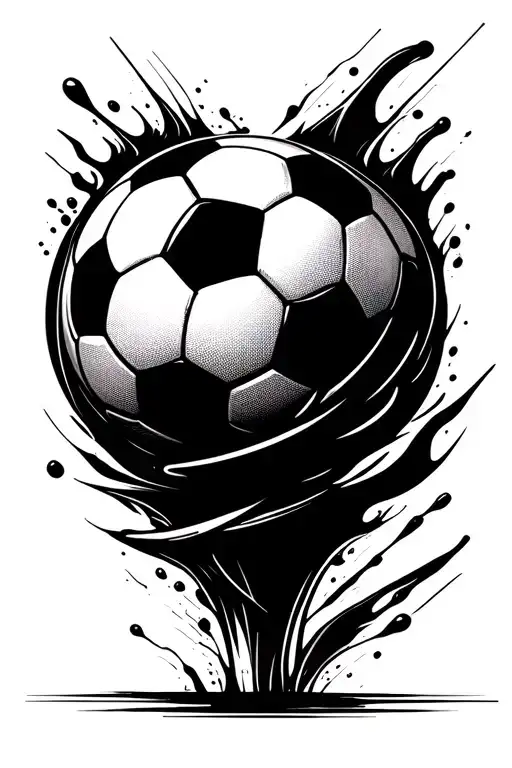 Single Line Minimalist Tattoo Soccer Ball Surrounded