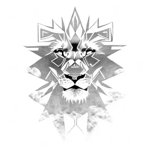 A Blackwork Tattoo Of A Lion's Face With Metallica Lyrics Incorporated Into The Design