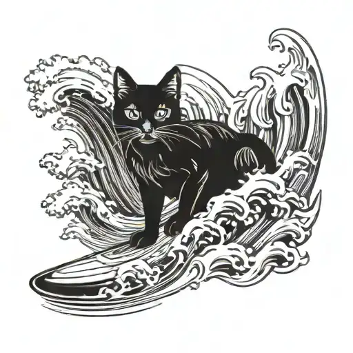 Black Cat Surfing Wave