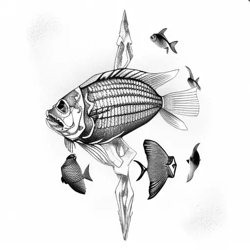 Skeleton Of A Fish Inside A Fish Tank