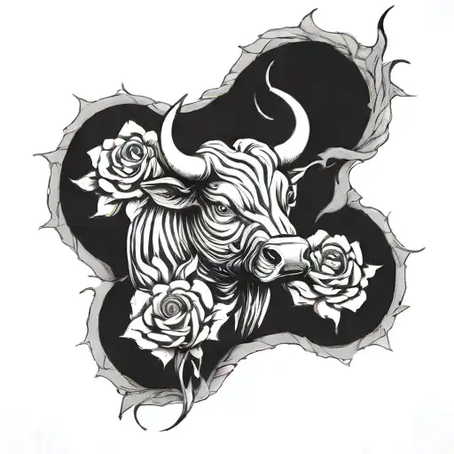 Bull And Burning Roses