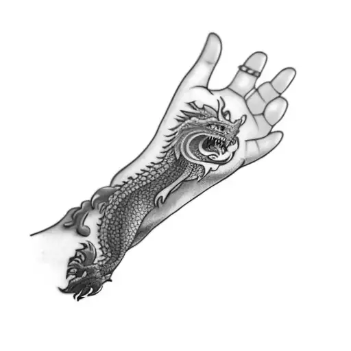 A Hand With A Dragon In
