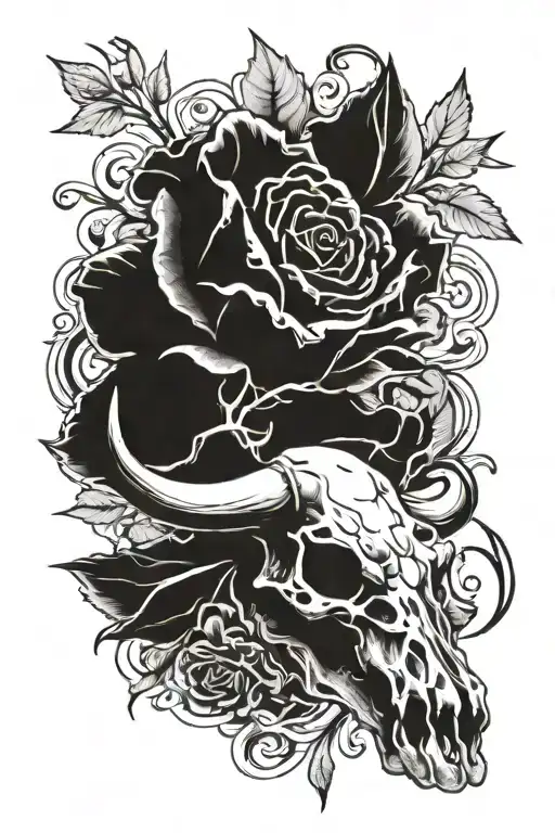 Burning Roses An A Bull Skull