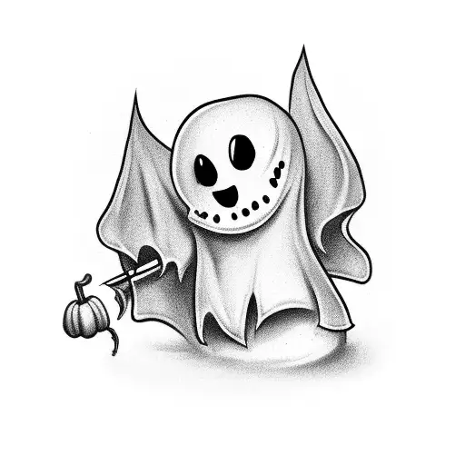 A Spooky Yet Cute Ghost Applying Makeup