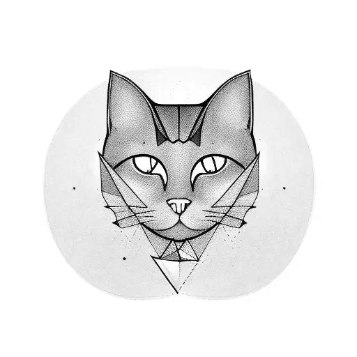 Black Cat With Triangle Background