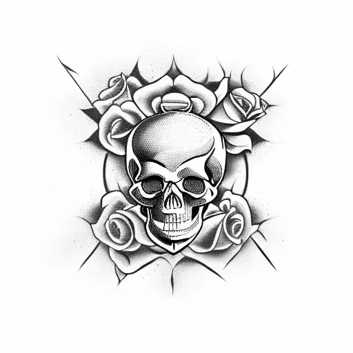 Skull And Roses And Knife