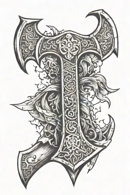 Broken Viking Axe Embedded