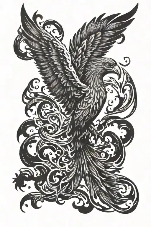 Phoenix Bird Rising From Ashes