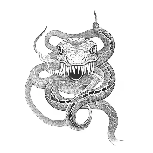 A Blackwork Tattoo Of A Snake Wrapped Around A Basic Everyday Object