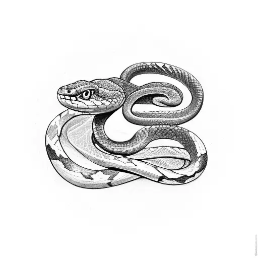 A Snake Coiled Around A Quill Pen