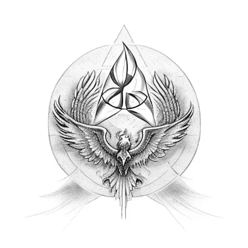 Combine The Deathly Hallows Symbol With A Majestic Phoenix