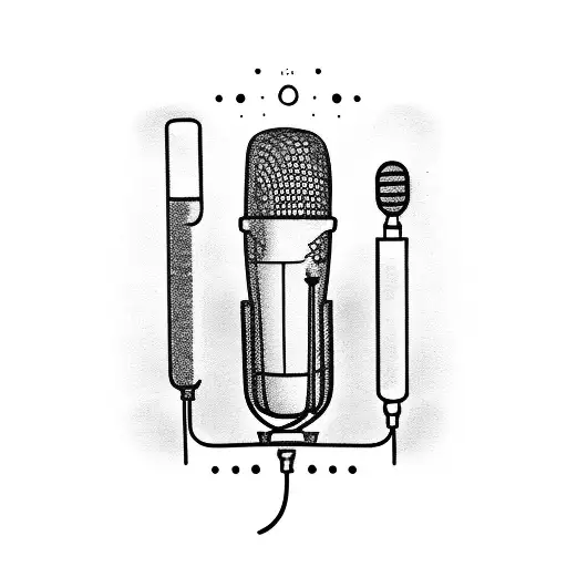 Singer With Mic And Paino Keys And Music Notes