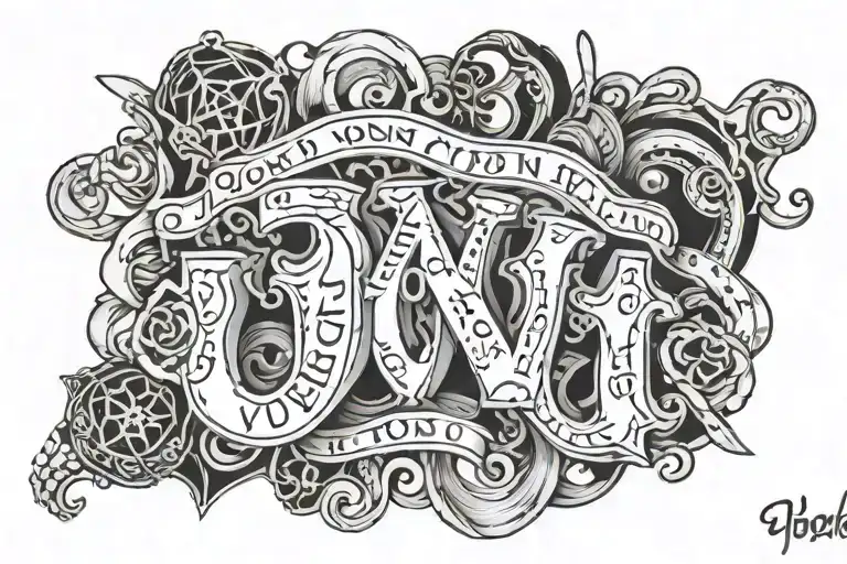 The Word 'Von' Handwritten In The Middle Of Glocks And Money On Neck