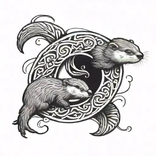 Otters In The Shape Of Yin And Yang Symbol