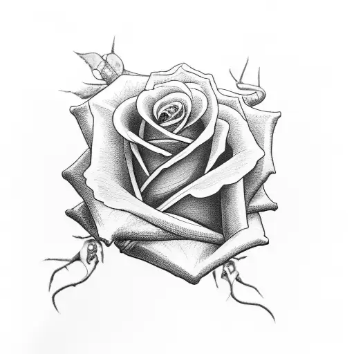 Skeleton Arm With Rose Coming From Inbetween The Bones