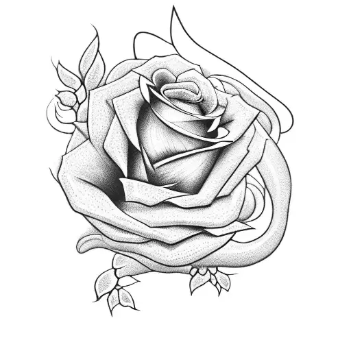 A Fierce Dragon Entwined With Red Roses