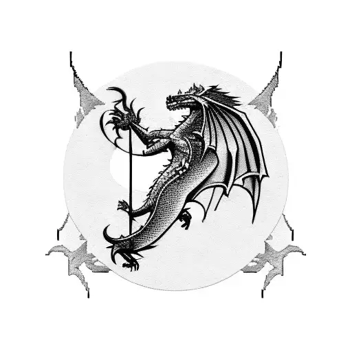 A Pixelated Heavy Metal Band Logo Featuring A Dragon And Crossed Swords