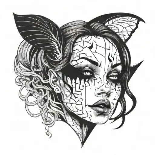 Goth Girl Smiling On The Outside Ripping Off Her Face And Crying On The Inside