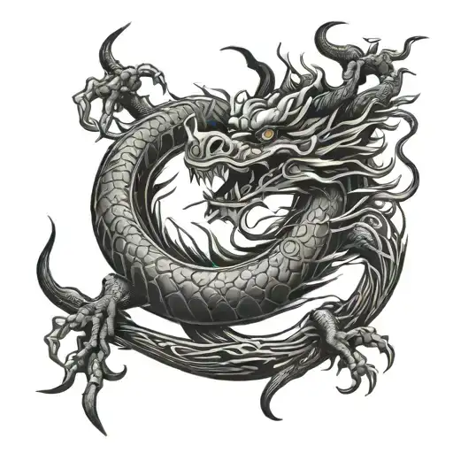 Chinese Dragon For Female Upper Arm To Chest