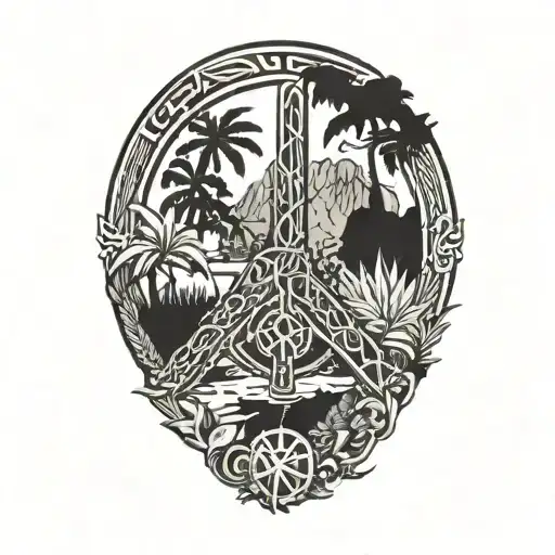 Peace Sign Intertwined With Jungle Scene