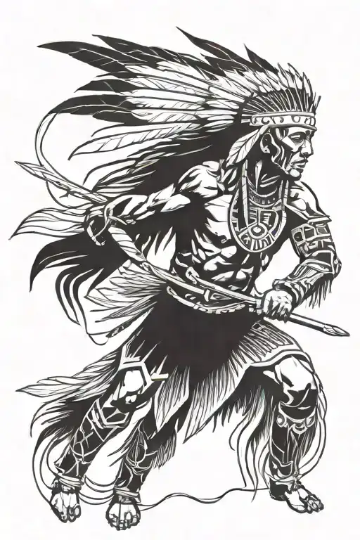 Native American Warrior Battling