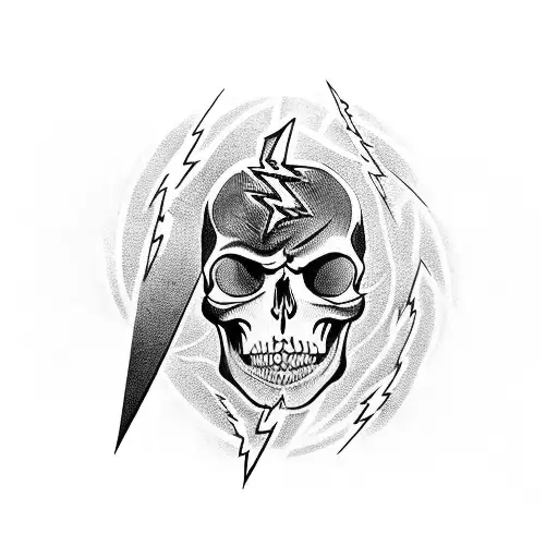 Logotipe A Skull With Lightning Bolts As The Eyes And An 'A' Incorporated Into The Design