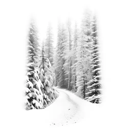 A Trail Winding Through A Snowy Woods Leading To A Hidden Waterfall