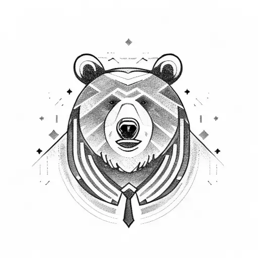 A Sketch Of A Bear In A Victorious Pose After Winning A Fight