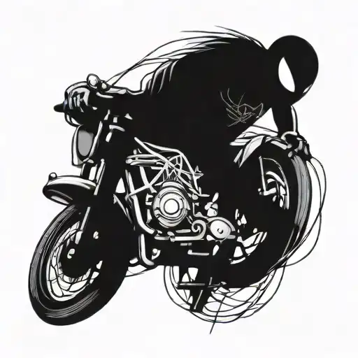 A Spider Weaving A Web Around A Motorcycle