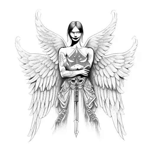 A Powerful Guardian Angel With Wings Spread Wide