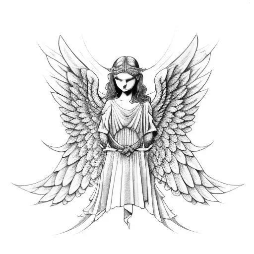 A Powerful Guardian Angel With Wings Spread Wide