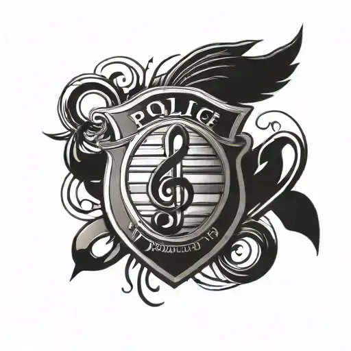 A Police Badge Intertwined With Musical Notes