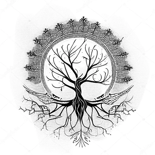 Tree Of Life With Birds Flying From It