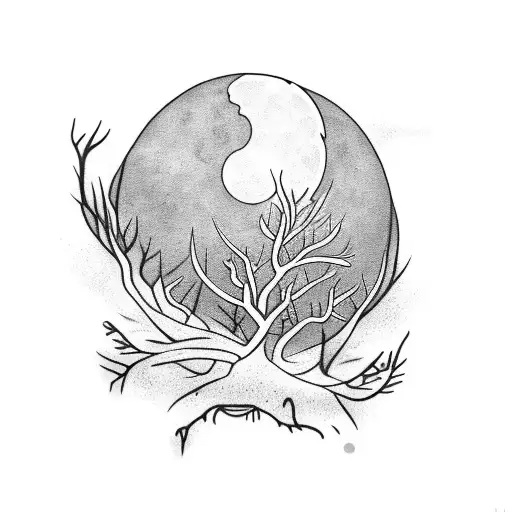 Branches And A Cresent Moon