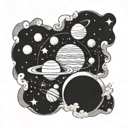 Incorporate A Philosophical Quote Into A Celestial Scene With Planets And Stars