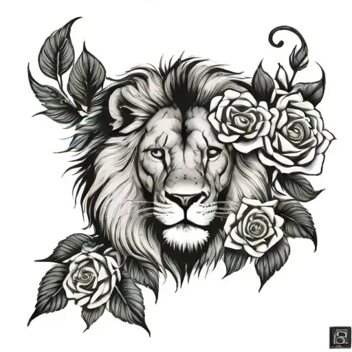 Lion And Rosses Surrounding