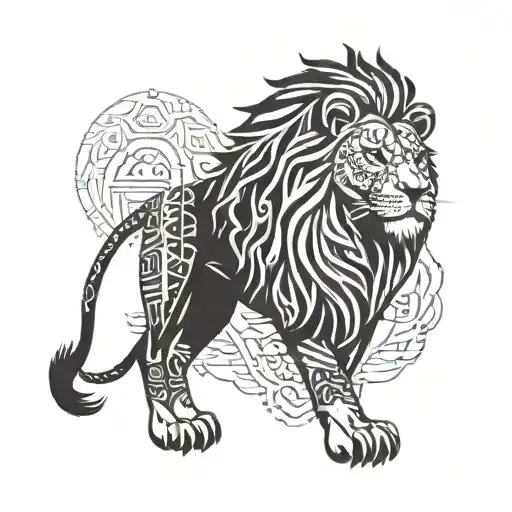 Lion With Tribal Patterns