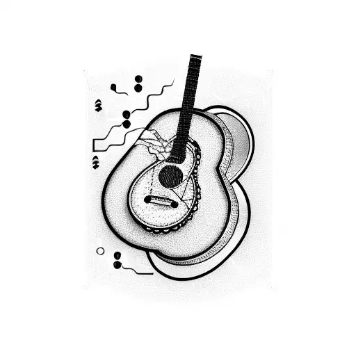 A Guitar And A Glass Of Whiskey Intertwined With Circuit Board Patterns