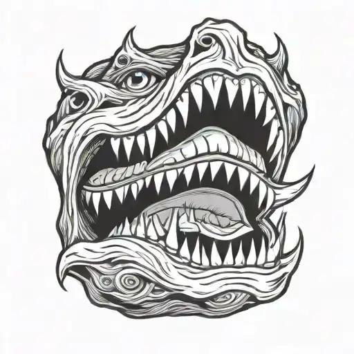 Large Scary Mouth With Sharp Teeth