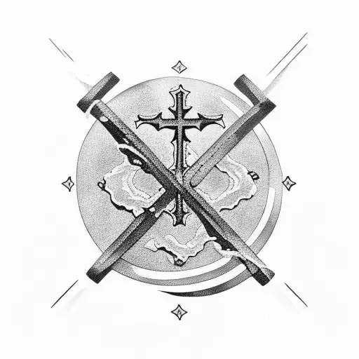 Cross With Water Puddle That Reflects